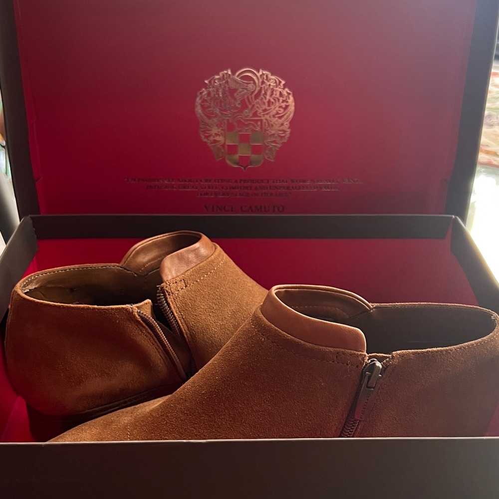 Vince Camuto Tan Suede Ankle Booties